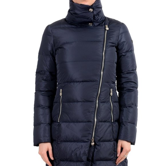 Versace Women's Blue Down Zip Up Parka Jacket Coat
